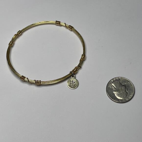 BOURBON & BOWETIES gold tone bracelet bangle COLOR signed jewelry wire wrapped - Picture 2 of 10